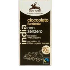 ALCE NERO SpA Alce Nero Tavoletta al Cioccolato Fondente con Zenzero Bio 50 grammi Hot