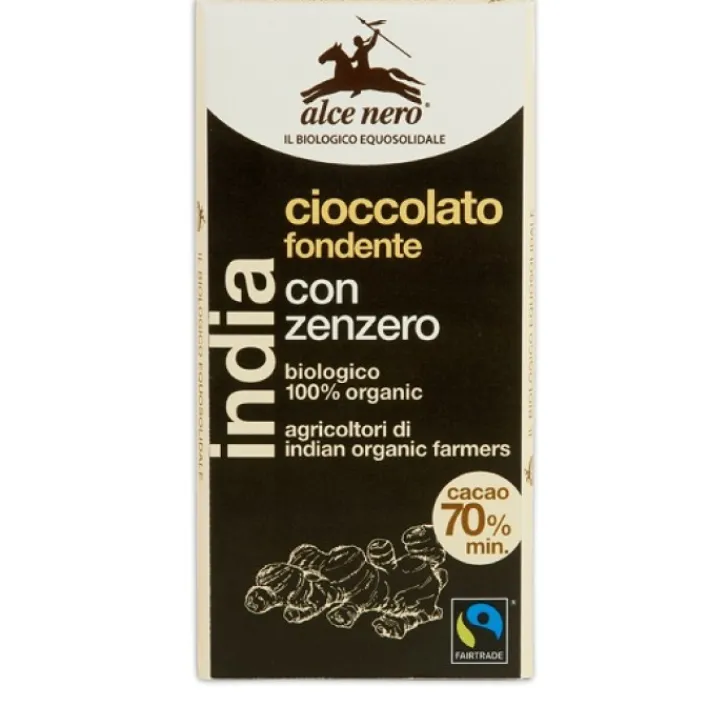 ALCE NERO SpA Alce Nero Tavoletta al Cioccolato Fondente con Zenzero Bio 50 grammi Hot