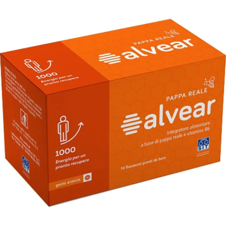 SIT Alvear 1000 con Pappa Reale Gusto Arancia 10 Flaconcini - Integratore Energetico Best