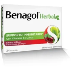 RECKITT BENCKISER H.(IT.) SpA Benagol Herbal Menta e Ciliegia 24 Pastiglie - Integratore Difese Immunitarie Hot
