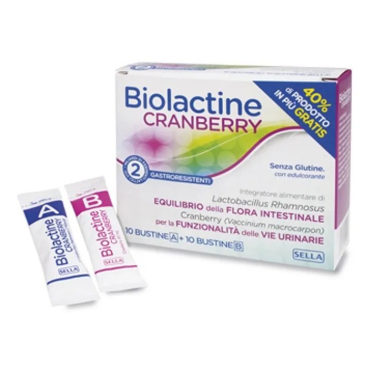 SELLA Srl Biolactine Cranberry 10 + 10 Bustine - Integratore Vie Urinarie Hot