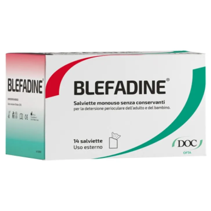 DOC GENERICI Srl Blefadine Salviette Monouso Detersione Perioculare Adulti e Bambini 14 Pezzi
