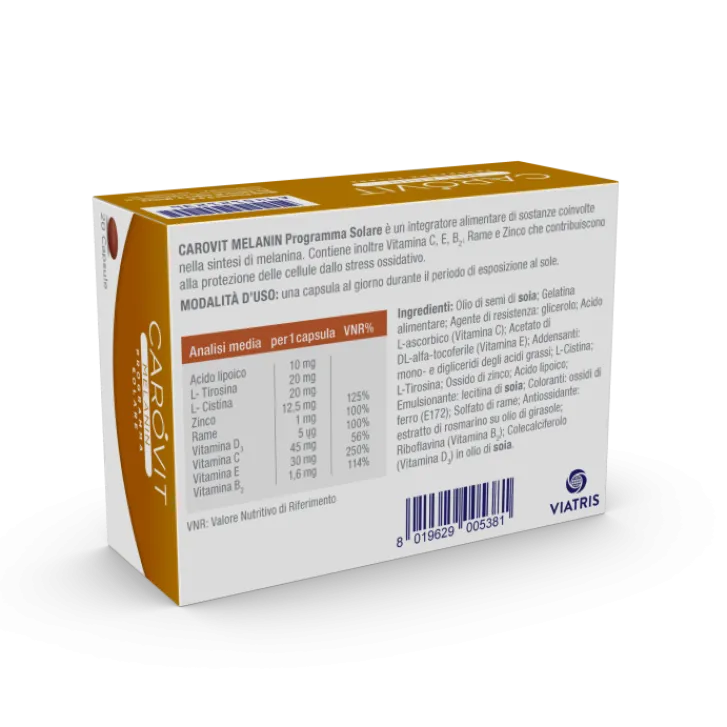 COMIFAR Carovit Melanin 20 Capsule - Integratore Per L'Abbronzatura Con Melanina Best