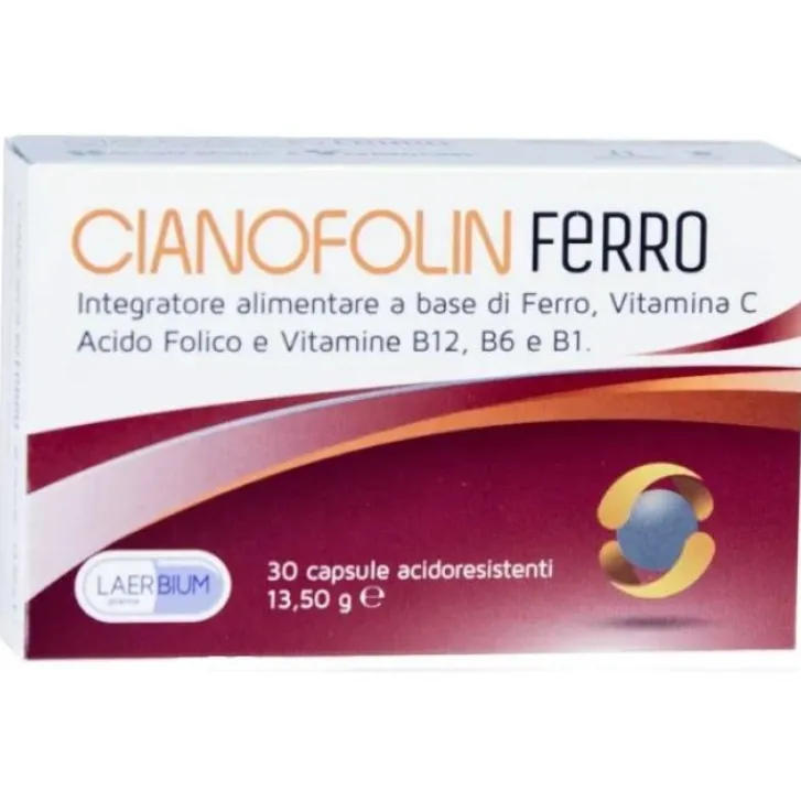 LAERBIUM SRL Cianofolin Ferro 30 Capsule - Integratore Alimentare Outlet