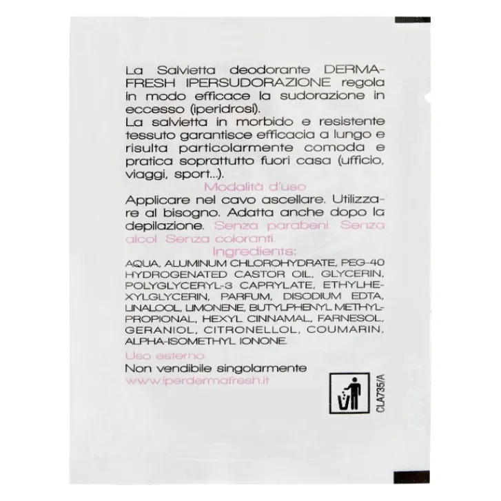 MEDA PHARMA SpA Dermafresh Salviettine Deodoranti Ipersudorazione 10 bustine New