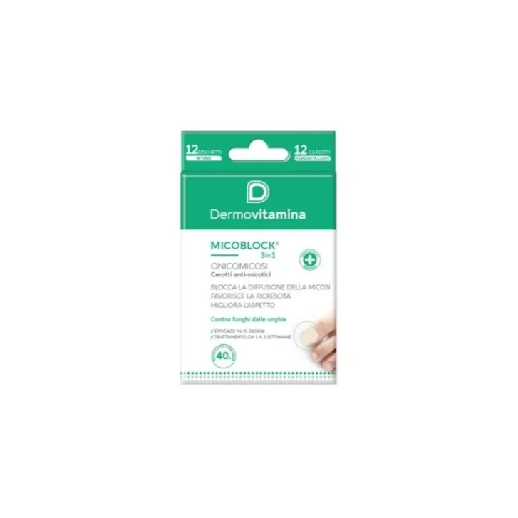 PASQUALI Srl Dermovitamina Micoblock 3in1 Onicomicosi 12 Cerotti Hot