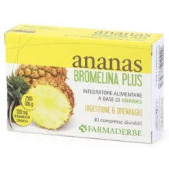 FARMADERBE Ananas Bromelina Plus 30 Compresse - Integratore Digestivo Clearance
