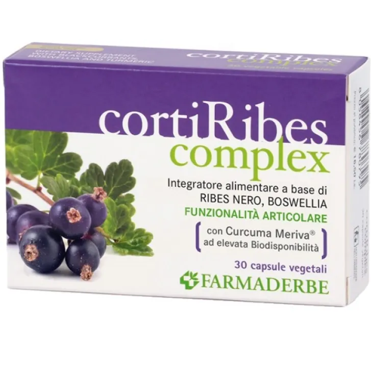 FARMADERBE Corti Ribes Complex 30 Capsule - Integratore Articolare e Difese Immunitarie Clearance