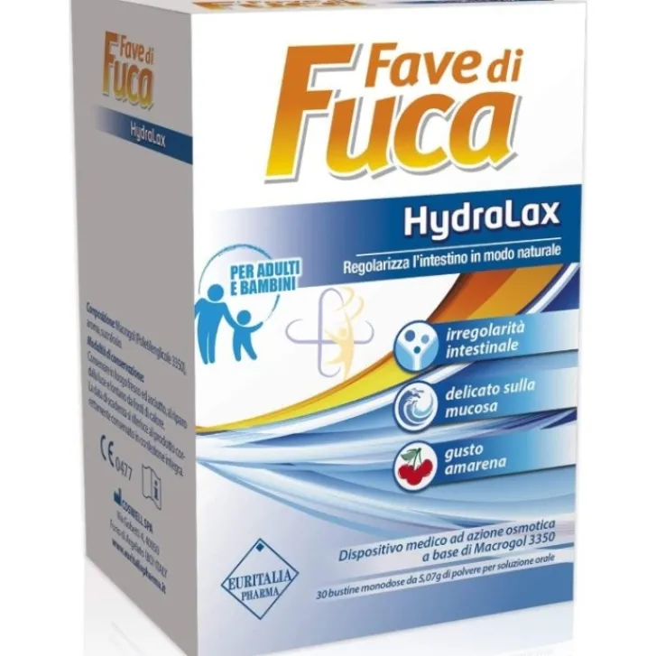EURITALIA Fave di Fuca Hydralax 30 Buste - Dispositivo Medico contro la Stitichezza Sale