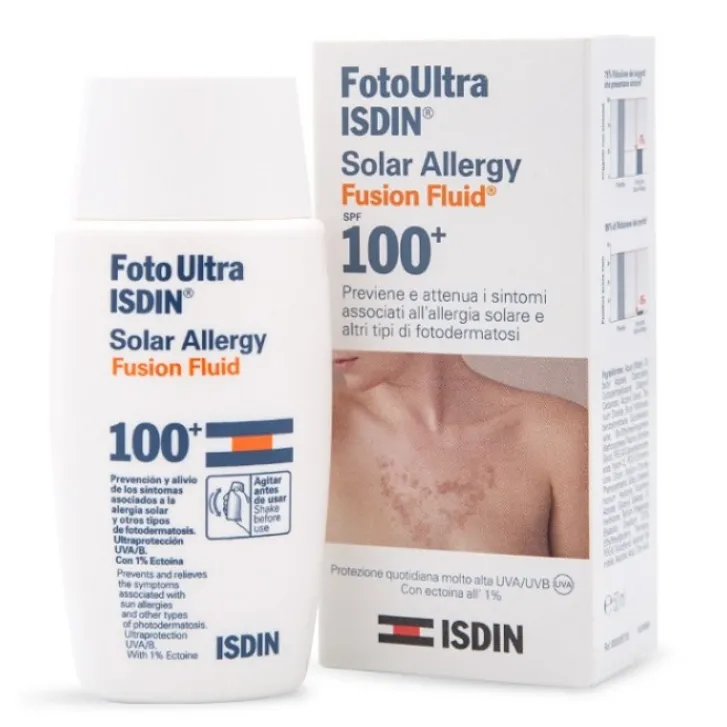 ISDIN Fusion Fluid Solar Allergy SPF 100+ Fluido Solare Pelle Reattiva 50 ml Discount