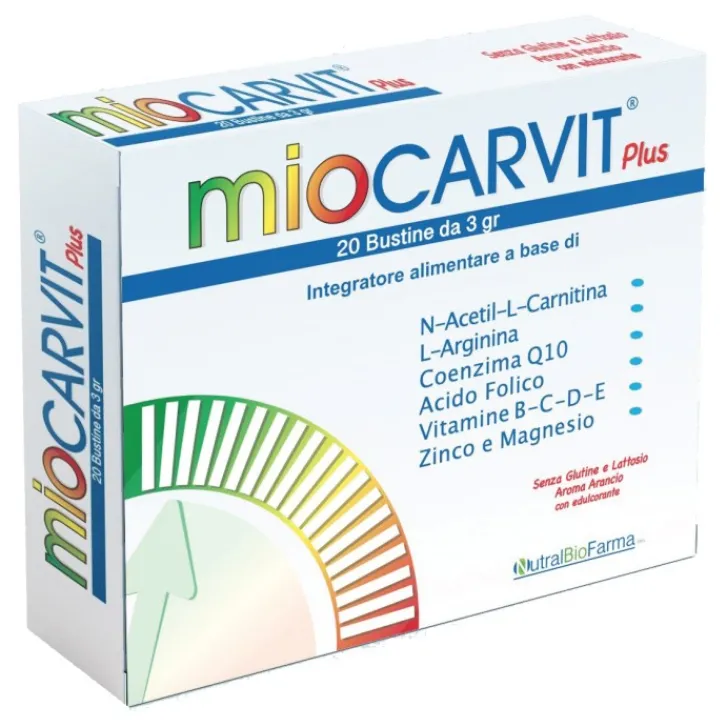 NUTRALBIOFARMA Srl Miocarvit Plus 20 Bustine - Integratore Energia e Antiossidanti New