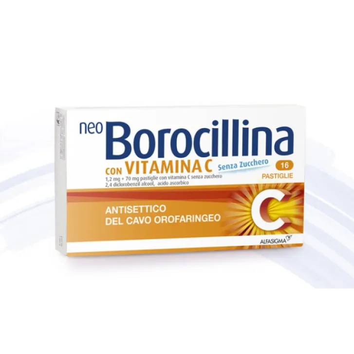 ALFASIGMA SpA NeoBorocillina C Antisettico Orale Senza Zucchero 16 Pastiglie Sale