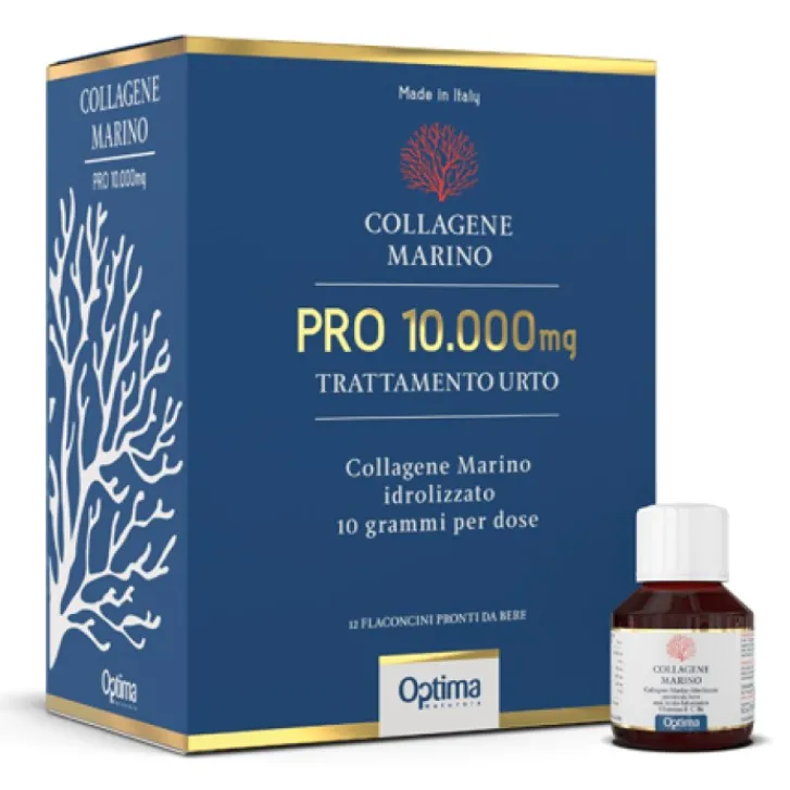 OPTIMA Collagene Marino Pro 10000 mg Gusto Arancia 12 Flaconcini - Integratore Alimentare Sale