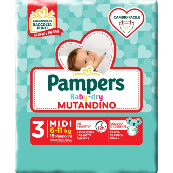 FATER BABYCARE Pampers Baby Dry Mutandino Midi Misura 3 19 pezzi New