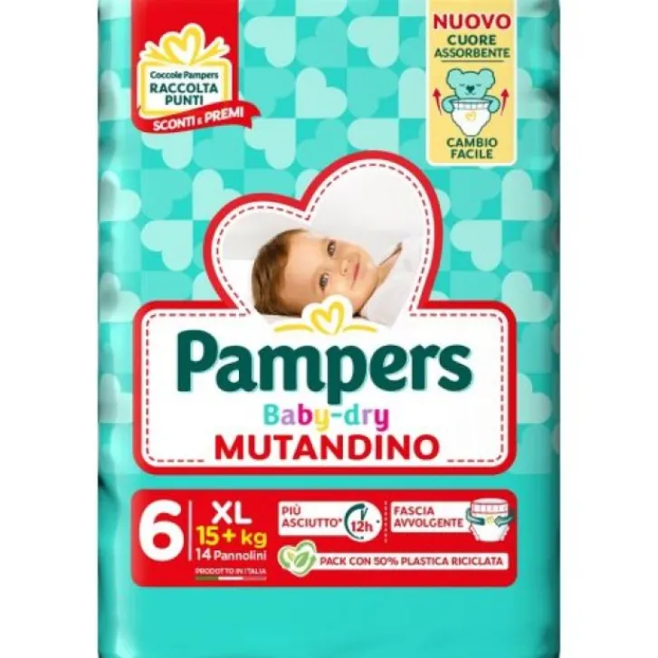 FATER BABYCARE Pampers Baby Dry Mutandino Taglia XL 15+ Kg 14 pezzi Clearance