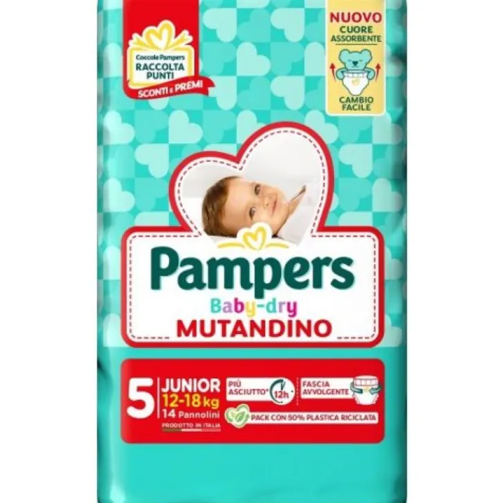 FATER BABYCARE Pampers Baby Dry Pannolino Mutandino Junior Taglia 5 12-18 Kg 14 pezzi Best