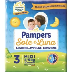 FATER BABYCARE Pampers Sole & Luna Midi 20 pezzi New