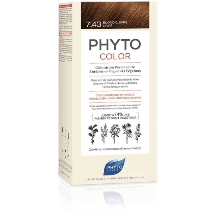 PHYTO LIERAC Phytocolor 7.43 Biondo Ramato Dorato - Tintura Permanente per Capelli Best