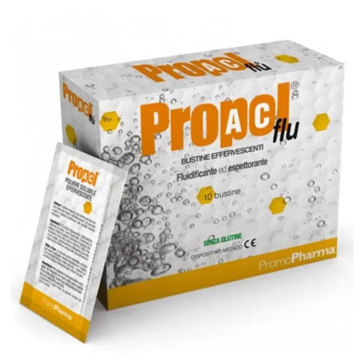 PROMO PHARMA Propol Ac Flu 10 Bustine Effervescenti PromoPharma - Integratore Fluidificante ed Espettorante Clearance