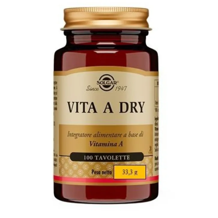 SOLGAR ITALIA Solgar Vita A Dry 100 tavolette - Integratore Vitamina A Clearance