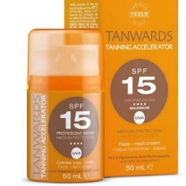GENERAL TOPICS Srl Tanwards Tanning Accellerator Face Crema Viso Solare SPF 15 Protezione Media 50 ml Discount