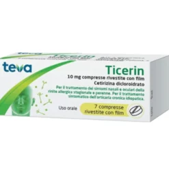 TEVA PARAF Teva Ticerin 10 mg Cetirizin Dicloroidrato Antistaminico 7 Compresse Rivestite Sale