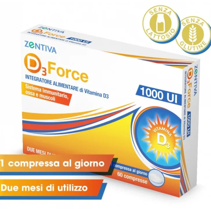 ZENTIVA ITALIA Zentiva D3 Force 1000 UI 60 Compresse - Integratore Ossa e Muscoli Hot
